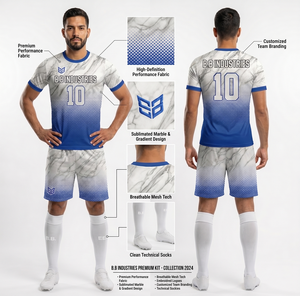 Uniforme de fútbol personalizado sublimado, conjunto de camiseta azul marino con diseño hexagonal, kit de fútbol transpirable de malla tecnológica, calcetines técnicos limpios, kit OEM. - Product Image 5