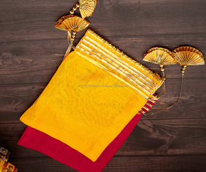 Sacs Potli en Organza Gota Patti, Sacs Cadeaux de Mariage Indiens, Sachets à Cordon pour Fruits Secs et Bonbons, Faveurs de Fête de Noël - Product Image 5