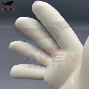 Gants de gardien de but de football blancs et rouges en PU, à doigts complets, antidérapants, avec sangle de poignet réglable, respirants, équipement sportif unisexe - Product Image 6
