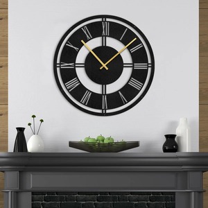 Horloge murale élégante en métal, décoration murale contemporaine en fer avec mouvement à quartz silencieux à prix avantageux - Product Image 4