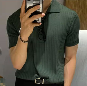 Polo de Golf de Manga Corta para Hombre, de Alta Calidad, Elástico, Sólido, Casual, Antiarrugas, Tejido, con Bordados y Botones - Product Image 4