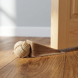 Wooden <b>Door</b> Wedge With Jute Rope Ball <b>Rustic</b> <b>Door</b> Stop For Entryway Durable Design - Product Image 3