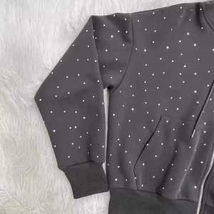 Streetwear Fashion Men's Zipper Tracksuit Set 100% Cotton <b>Rhinestones</b> <b>Hoodies</b> & Sweatpants Tracksuits Low MOQ Sweat Suit - Product Image 5
