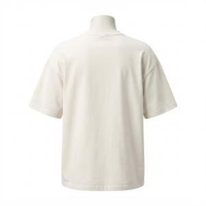 Men's Cream T Shirt Oversized Crew <b>Neck</b> Short Sleeve Casual Streetwear Cotton <b>Tshirt</b> Minimalist Fashion Top - Product Image 4