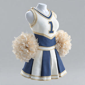 Costume de danse pour filles d'école, robe plissée sans manches à col rond avec impression de lettres, uniforme de pom-pom girl - Product Image 4