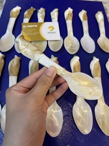 Cuchara de caviar hecha a mano de nácar, cuchara clásica de nácar, cuchara de concha de caracola, cuchara de helado con forma de pez, logotipo grabado con láser - Product Image 5