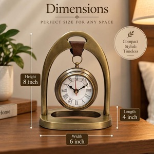 Fabulous Brass <b>Desk</b> <b>Clock</b> Circular Traditional Design Quartz Movement Battery Operated Needle Display - Product Image 2
