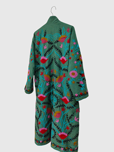 Veste en coton pour femmes grande taille brodée à la main, motif floral, manches longues, col mandarin, style Prairie Chic, pour le printemps - Product Image 3
