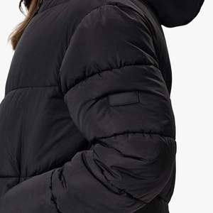 <b>Black</b> <b>Women</b>’s Longline Quilted Puffer <b>Coat</b> Hooded Full Zip Insulated <b>Winter</b> Jacket Breathable Eco Friendly Casual Outdoor - Product Image 6