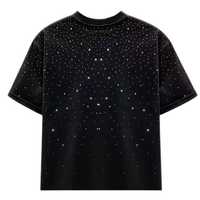 T-shirt personnalisable en jersey 100% coton, imprimé sérigraphié, avec graphique en strass, coupe oversize, logo de marque, streetwear