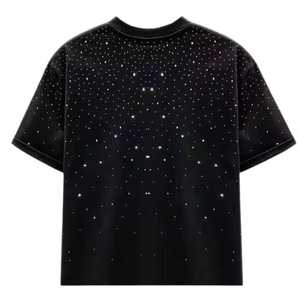 T-shirt personnalisable en jersey 100% coton, imprimé numérique, avec graphisme en strass, logo de marque surdimensionné, streetwear - Product Image 4