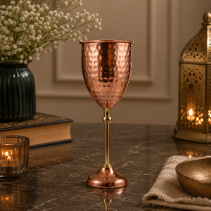 Gobelet à vin en cuivre martelé 150 ml, verre à pied long en métal fait main pour mariage, dîner, fête, célébration et cadeau - Product Image 6