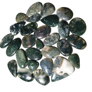 GEMAS KHUSHI, Cabujón de Ágata Musgosa Natural de Alta Calidad, Piedra Preciosa Verde de 20-45 mm, Forma Mixta, Certificado por Terceros, Venta al por Mayor - Product Image 1