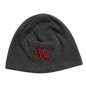 Gorro Unisex de Acrílico Negro con Bordado AC Blanco, Gorro de Invierno de Punto Acanalado Informal, 56-58CM - Product Image 3