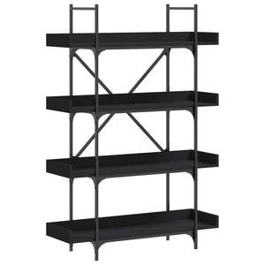 Libreria e libreria in legno nero "x 13" x 57.3 "39.4 a 4 livelli - Product Image 2