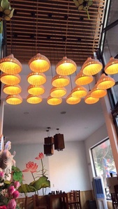 Factory Direct Price Boho <b>Rattan</b> Bamboo Hanging Lamp Eco Friendly Handmade Ceiling Light Custom Size Color Available - Product Image 5