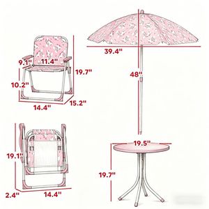 Outdoor Kids' Furniture Set-<b>Foldable</b> <b>Table</b> with Chairs for Playtime in the <b>Garden</b> or Park - Product Image 2