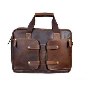 Bolsa de Negocios de Cuero Genuino de Alta Calidad con Logotipo Personalizable al por Mayor, Estilo Vintage para Portátil - Product Image 1