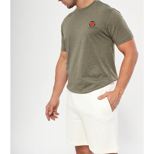 เสื้อยืดผู้ชายทรงบ็อกซี่สุดหรู สไตล์วินเทจ ล้างสีแบบแอซิด ผ้าคอตตอนหนา ทรงไหล่ตก รับสกรีนลายปักโลโก้ สตรีทแวร์ - Product Image 3