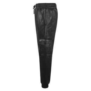 Custom Men's Genuine Napa Leather Cargo Jogger Pants Black Streetwear <b>Trousers</b> with <b>Side</b> Pockets Colour Private Label OEM Supply - Product Image 2