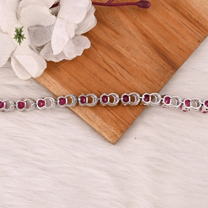 Elegant <b>Glass</b> Filled Ruby & CZ Bracelet in 925 Sterling Silver Handmade Luxury Fashion Jewelry for Unisex - Product Image 4