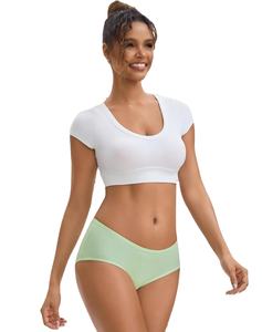 Womens Mid-Rise Hipster Underwear <b>Panties</b> Briefs Cotton Breathable Soft Comfort Fit Solid Color Printed Everyday Innerwear - Product Image 1