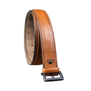 OEM High Quality Feather Edge Tan Hand Made Men's Genuine Leather Belt 2026 Stylish Wholesale Dress Belt Men Custom Logo - Product Image 2
