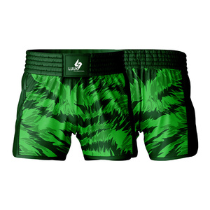 Shorts d'arts martiaux mixtes personnalisables, imprimé camouflage vert par sublimation, séchage rapide, 100% polyester, taille adulte homme, shorts MMA - Product Image 3