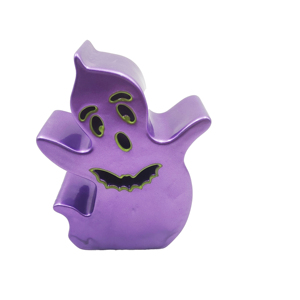 Linterna LED de Cerámica Esmaltada en Morado con Forma de Fantasma, Decoración de Mesa para Halloween, Portavelas con Forma de Fantasma, Adorno Festivo - Product Image 3