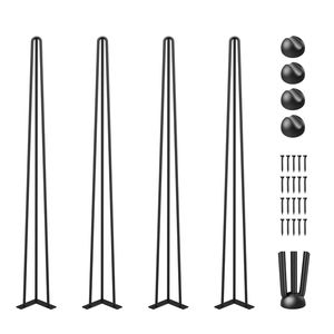 Set di 4 gambe per tavolo a forcina nere da 40 pollici, con capacità di carico di 400 kg, 3 aste, per panche, scrivanie e tavoli da pranzo per parchi - Product Image 1