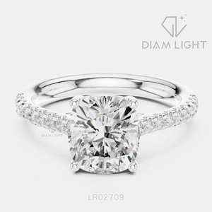 Bague de mariage en or blanc 14 carats avec diamant de laboratoire de 2,00 carats, taille coussin, certifiée IGI, bijou raffiné, cadeau pour fiançailles, mariage ou anniversaire - Product Image 1