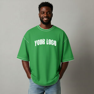 T-shirts décontractés pour hommes 100 % coton, coupe ample, avec logo imprimé 3D en relief personnalisé, couleur unie, respirants, vente en gros - Product Image 4