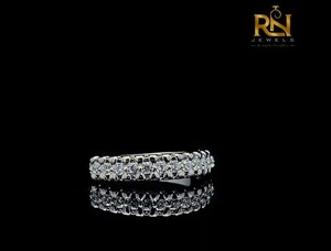 Double Row <b>Crown</b> Lab Grown Diamond Half Eternity Band Solid Gold Tiara Stacking <b>Ring</b> Women OEM ODM Wholesale B2B Supply - Product Image 2