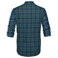 Kemeja Kilt Jacobite Terlaris Campbell Motif Tartan Kuno Lengan Panjang dengan Tali Serut Kostum Bajak Laut Abad Pertengahan
