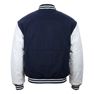 Veste en laine de haute qualité avec logos personnalisés et manches en cuir, idéale pour les collégiens et comme veste de sport pour les activités de plein air. - Product Image 2