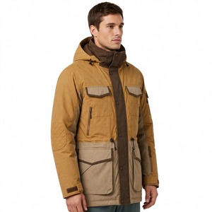 <b>Men's</b> Hooded <b>Safari</b> Jacket Canvas Waterproof Winter Workwear Multiple Pockets Stand Collar Outdoor Coat - Product Image 4