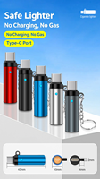 Briquet électrique USB-C rechargeable avec bobine chauffante en alliage d'aluminium et lumière LED pour téléphones mobiles et appareils Samsung