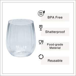 [Holar] Vasos de Vino sin Tallo de Plástico Ondulado Irrompible de Alta Calidad Hechos en Taiwán, 15 oz, para Catering, Cafetería y Fiestas - Product Image 2