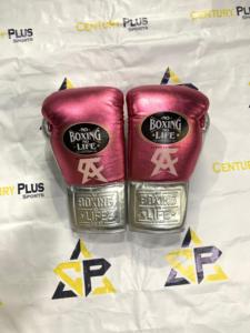 Gants de boxe professionnels rose et argentés, tendance, neufs, de haute qualité, en cuir véritable métallisé, sans couture, marque No Boxing No Life. - Product Image 1