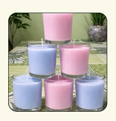 Grands porte-bougies en verre rose et bleu pour la décoration de la maison, réutilisables, résistants à la chaleur, en verre rond - Product Image 2
