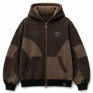 เสื้อสเวตเชิ้ตมีฮู้ดผู้ชายทรงโอเวอร์ไซส์ แบรนด์ Dravelle Industry ดีไซน์แบบ Patchwork สวมใส่สบายๆ สำหรับฤดูใบไม้ร่วง กันน้ำ กันลม - Product Image 1