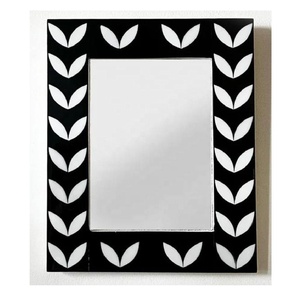 Marco de Espejo Rectangular con Incrustaciones de Hueso y Hojas para Pasillo, Sala de Estar, Dormitorio, Baño, Decoración del Hogar, Entrada - Product Image 1