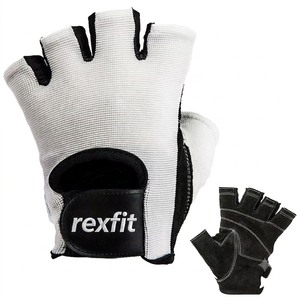 Gants de sport demi-doigts Rexfit en maille respirante pour musculation et fitness avec support de poignet unisexe rose – Vente en gros personnalisée - Product Image 2