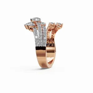 New Design Eternal Bloom of Pear Lab Grown <b>Diamond</b> <b>Ring</b> Round & Pear Cut Gold Luxury IGI Certified VVS Clarity Women - Product Image 2