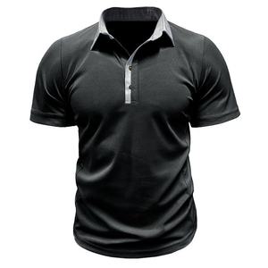 Men's <b>Navy</b> <b>Blue</b> Short Sleeve Polo Shirt With Contrast Collar Heat-Transfer Printed Logo Casual Knitted Breathable Regular Fit - Product Image 6