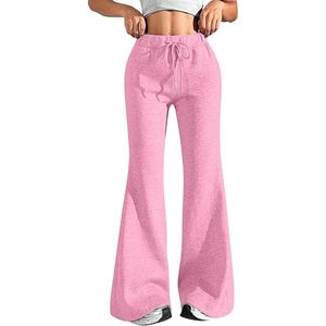 Leggings évasés pour femmes avec logo personnalisé, taille haute, coupe bootcut, pantalon de sport avec poches zippées et cordon de serrage – Vente en gros - Product Image 1