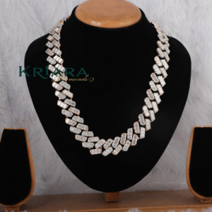 S925 Moissanite <b>Statement</b> <b>Necklace</b> Gold Plated Baguette Cut Geometric Design Women's Luxury Jewelry - Product Image 2