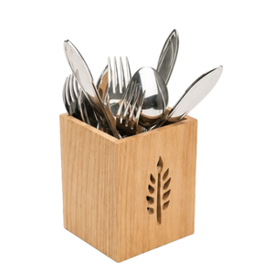 Handcrafted Rustic Wooden Utensil Holder For <b>Kitchen</b> Countertop Space-Saving 3-Compartment Cutlery <b>Caddy</b> & Spatula Organizer - Product Image 6