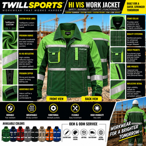 Construction <b>Jacket</b> Men's <b>Hi</b> <b>Vis</b> Reflective Construction <b>Jacket</b> <b>Waterproof</b> Safety Workwear Winter <b>Jacket</b> - Product Image 6