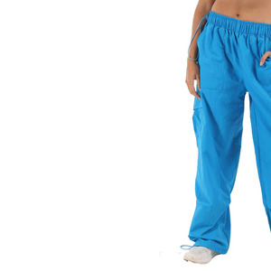 Men's Blue Cargo Pants Elastic Waist Side Pockets Lightweight Breathable Casual Style Summer Wear - Product Image 3